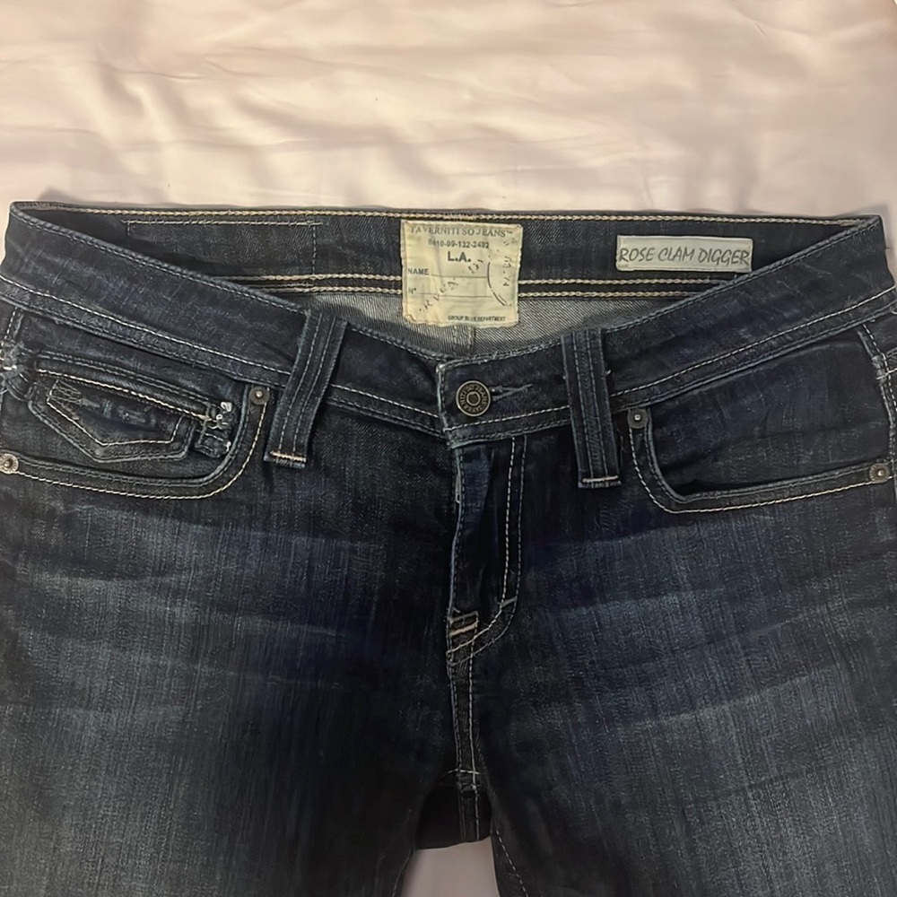 TAVERNITI SO JEANS // sz 29 // great quality // dark denim // cuffed bootleg